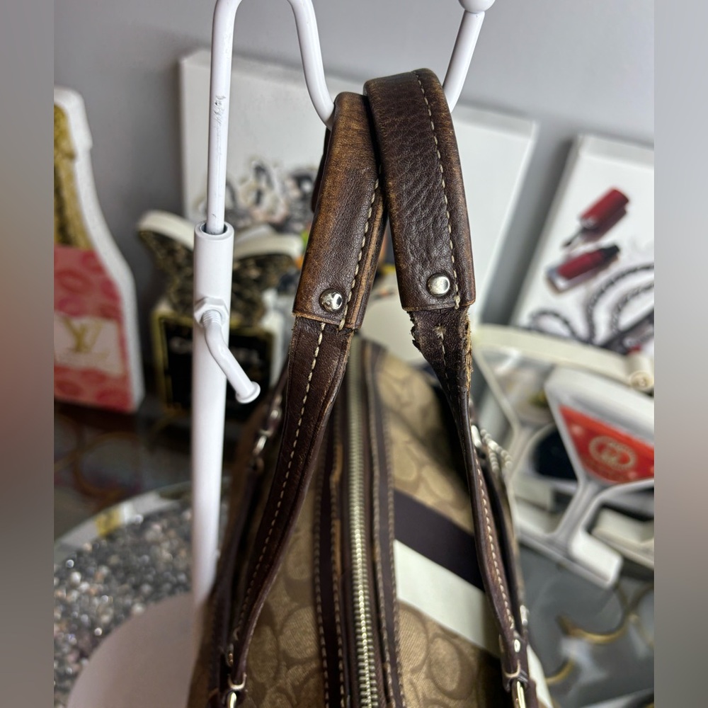 Coach 2009 rehab Heritage Stripe Signature Satchel GUC - Picture 7 of 14